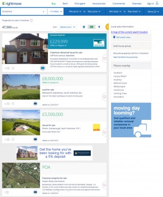 A test page, provided to EYE by Rightmove