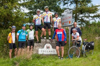 Cyclists line up for the Musselburgh to Alnwick leg of the gruelling ride